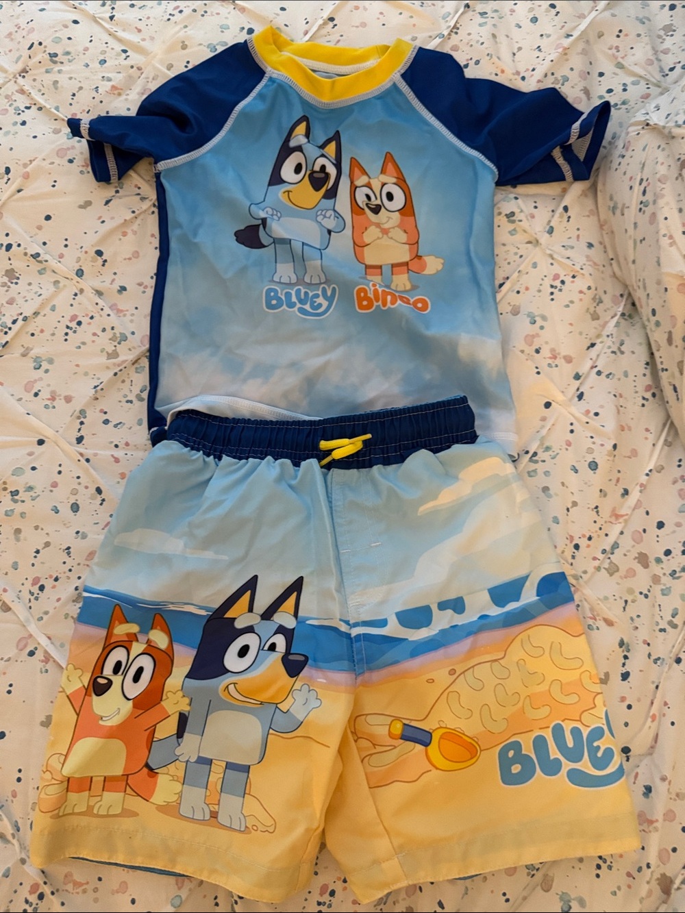 Bluey & Bingo Kids Blue and Yellow Swim Set - Blue